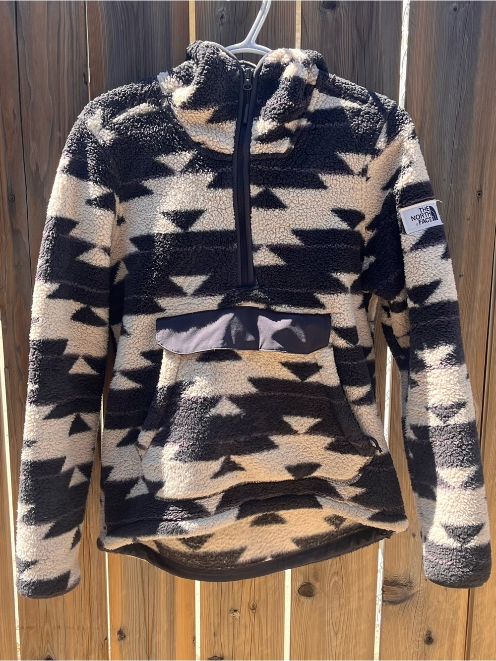 The North Face Women’s Black & Cream Aztec Sherpa Pullover